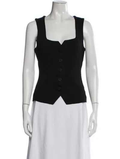 Pre-owned Staud Square Neckline Sleeveless Top In Black