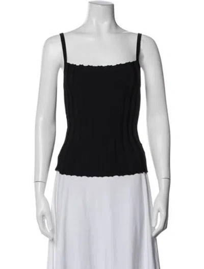 Pre-owned Staud Square Neckline Sleeveless Top In Black