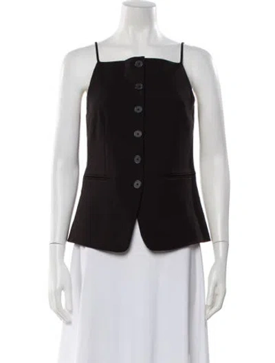 Pre-owned Staud Square Neckline Sleeveless Top In Black