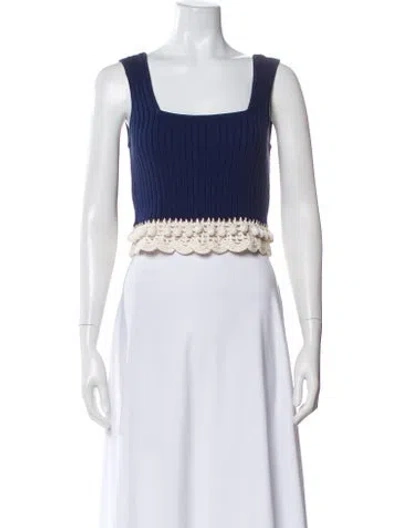 Pre-owned Staud Square Neckline Sleeveless Top In Blue