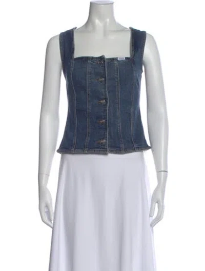 Pre-owned Staud Square Neckline Sleeveless Top In Blue