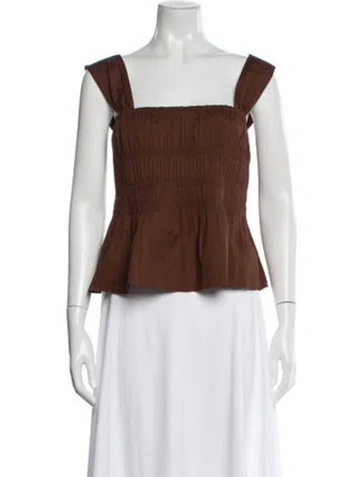 Pre-owned Staud Square Neckline Sleeveless Top In Brown
