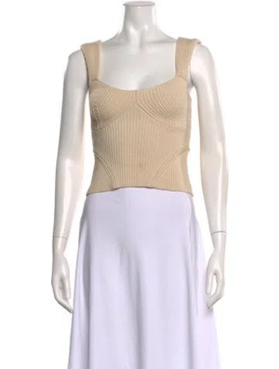 Pre-owned Staud Square Neckline Sleeveless Top In Neutral