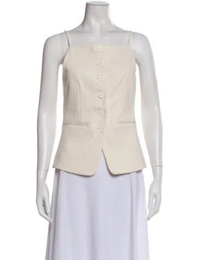 Pre-owned Staud Square Neckline Sleeveless Top In Neutral