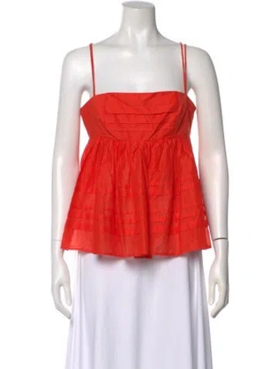 Pre-owned Staud Square Neckline Sleeveless Top In Orange