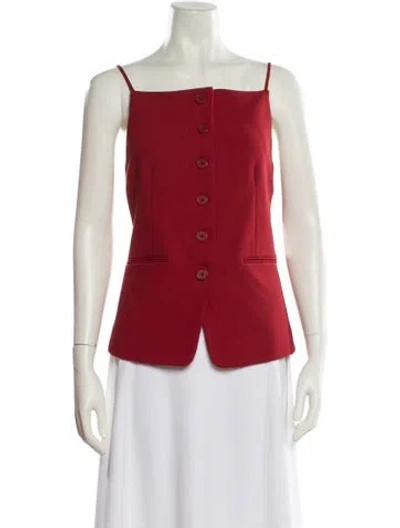 Pre-owned Staud Square Neckline Sleeveless Top In Red