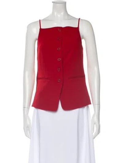 Pre-owned Staud Square Neckline Sleeveless Top In Red