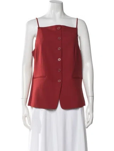 Pre-owned Staud Square Neckline Sleeveless Top In Red