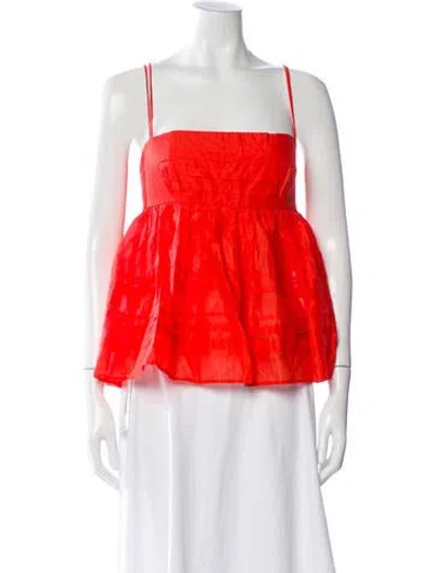 Pre-owned Staud Square Neckline Sleeveless Top W/ Tags In Orange