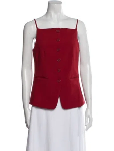 Pre-owned Staud Square Neckline Sleeveless Top W/ Tags In Red