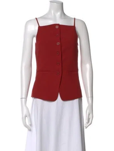 Pre-owned Staud Square Neckline Sleeveless Top W/ Tags In Red