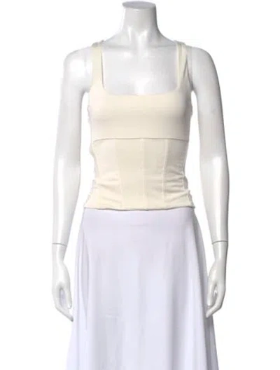 Pre-owned Staud Square Neckline Sleeveless Top In White