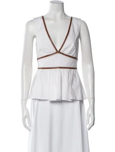 Pre-owned Staud Square Neckline Sleeveless Top In White
