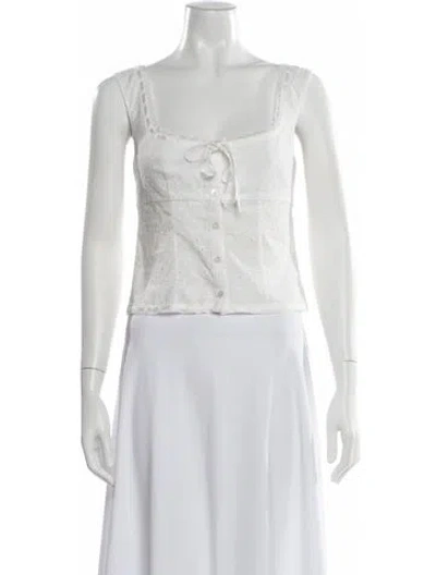 Pre-owned Staud Square Neckline Sleeveless Top In White
