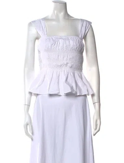 Pre-owned Staud Square Neckline Sleeveless Top In White