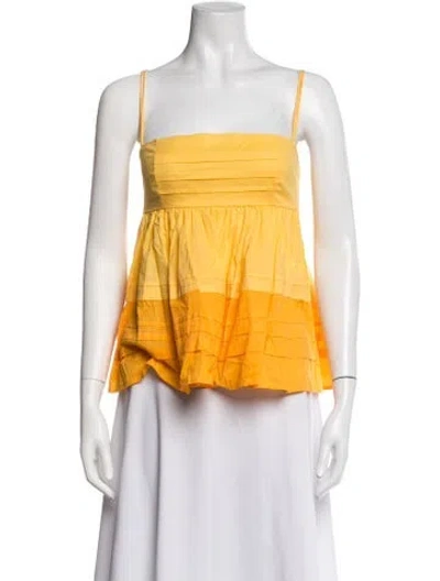 Pre-owned Staud Square Neckline Sleeveless Top In Yellow
