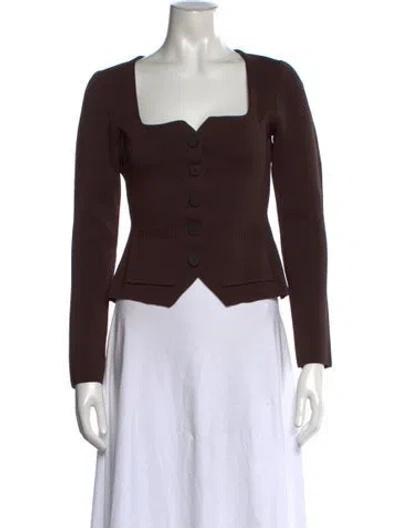 Pre-owned Staud Square Neckline Sweater In Brown