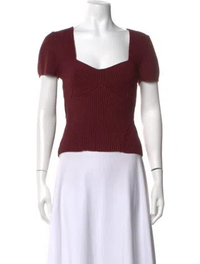 Pre-owned Staud Square Neckline Sweater In Burgundy