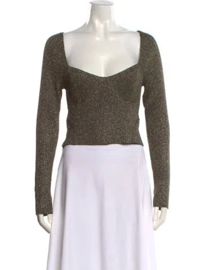 Pre-owned Staud Square Neckline Sweater In Gold