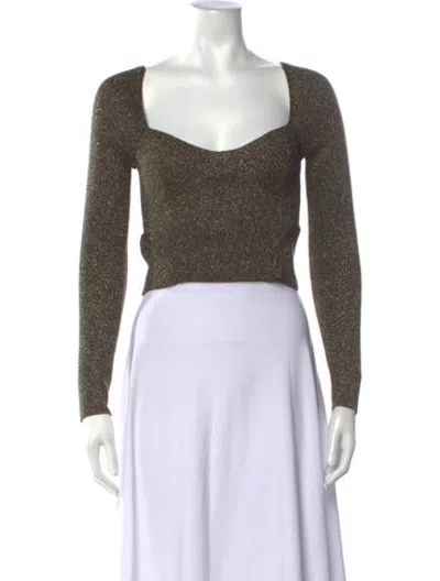 Pre-owned Staud Square Neckline Sweater In Gold/metallic