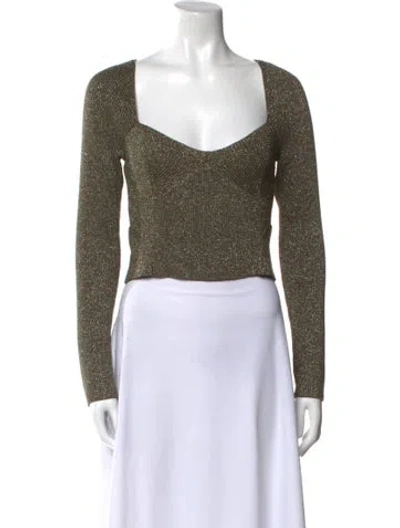 Pre-owned Staud Square Neckline Sweater In Green