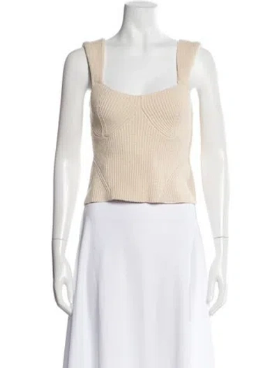 Pre-owned Staud Square Neckline Sweater In Neutrals