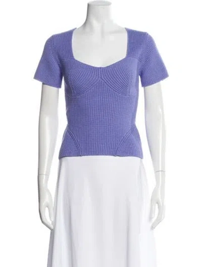 Pre-owned Staud Square Neckline Sweater In Purple