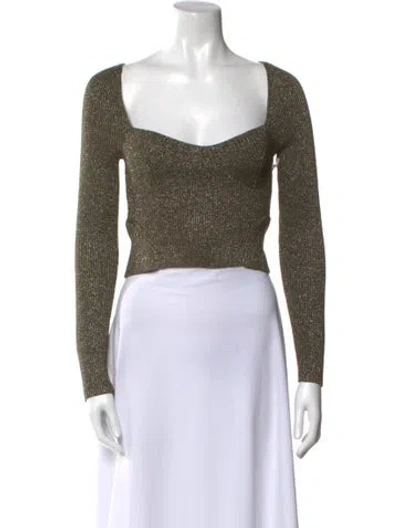 Pre-owned Staud Square Neckline Sweater W/ Tags In Green