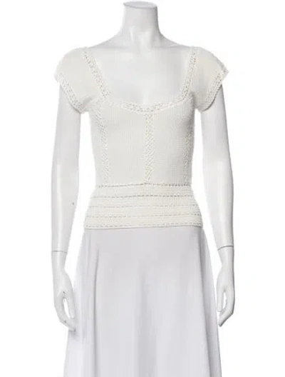 Pre-owned Staud Square Neckline Sweater In White