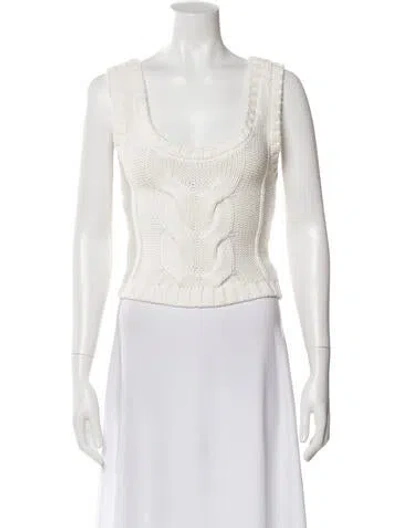 Pre-owned Staud Square Neckline Sweater In White