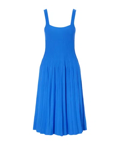 Staud Square-neck Knit Midi Slip Dress In Cobalt Blue