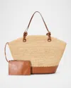 Staud Squillo Raffia & Leather Tote Bag In Naturaltan