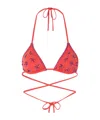 Staud Star Embroidered Bikini In Red