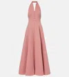 Staud Stella Halterneck Cotton-blend Gown In Pink