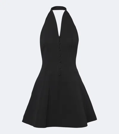 Staud Stella Halterneck Cotton-blend Minidress In Black