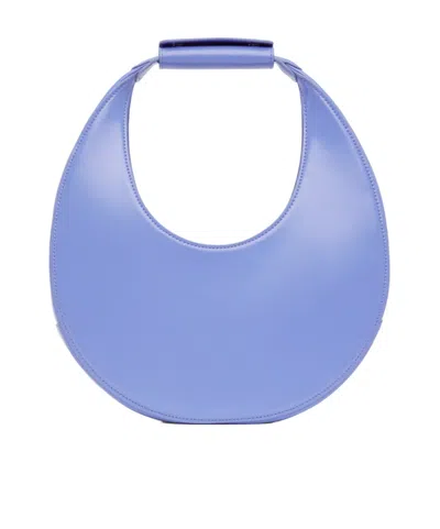 Staud Stitched Moon Handbag In Blue