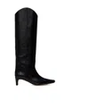Staud Stitching Design High-heeled Boots In Black
