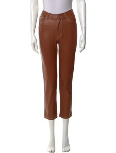 Pre-owned Staud Straight Leg Pants In Brown