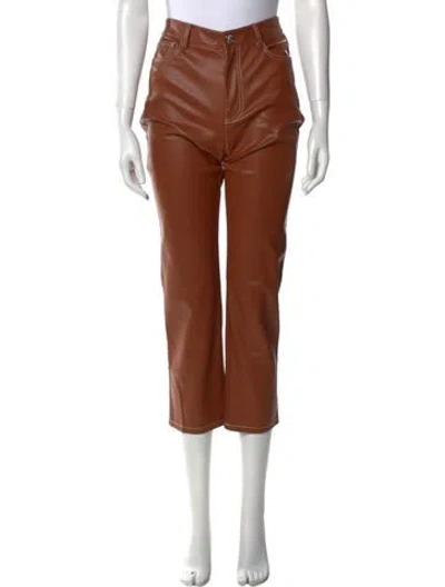 Pre-owned Staud Straight Leg Pants In Brown
