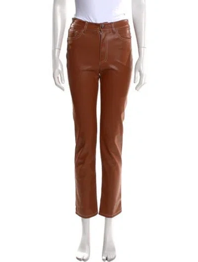 Pre-owned Staud Straight Leg Pants In Brown
