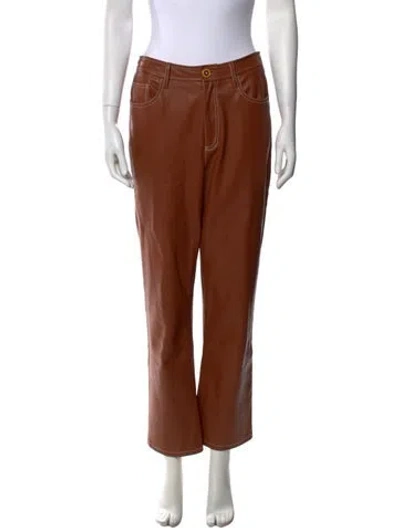 Pre-owned Staud Straight Leg Pants In Brown