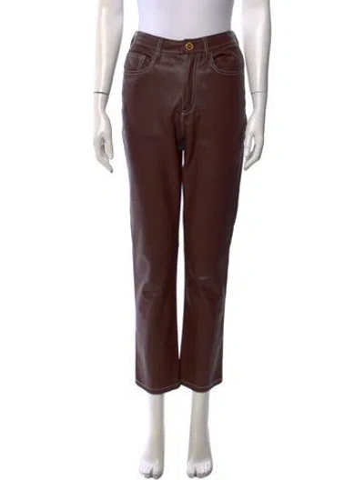 Pre-owned Staud Straight Leg Pants In Brown