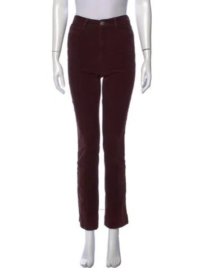 Pre-owned Staud Straight Leg Pants In Brown