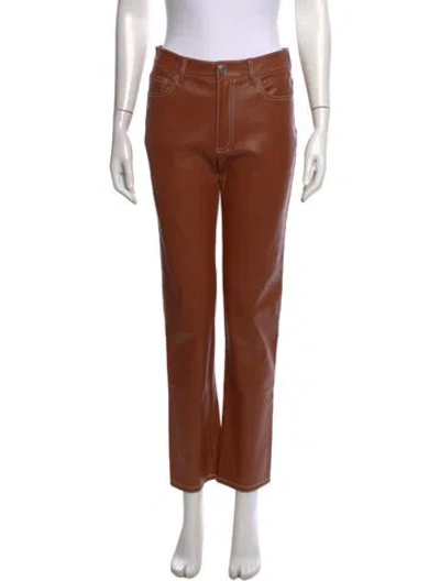 Pre-owned Staud Straight Leg Pants In Brown