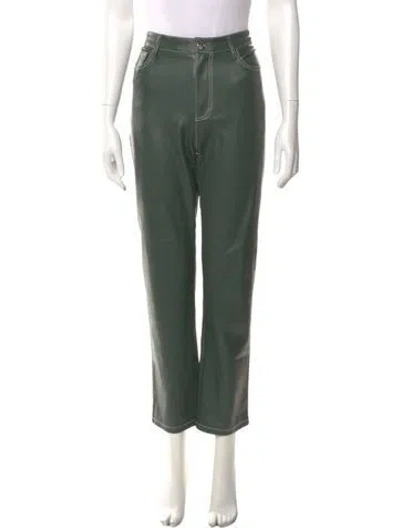 Pre-owned Staud Straight Leg Pants In Green