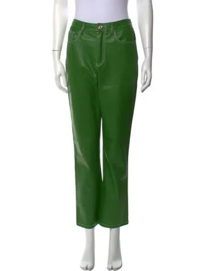 Pre-owned Staud Straight Leg Pants In Green