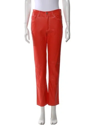 Pre-owned Staud Straight Leg Pants In Orange
