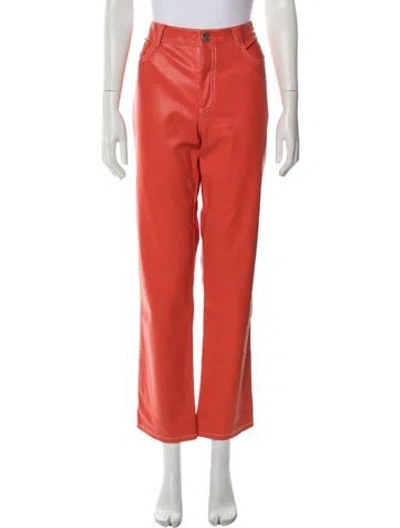 Pre-owned Staud Straight Leg Pants In Red