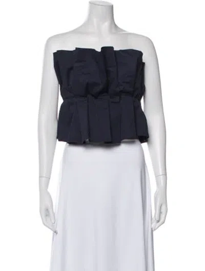 Pre-owned Staud Strapless Crop Top In Black