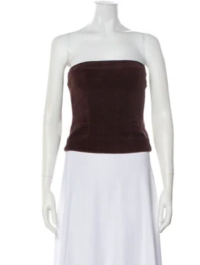 Pre-owned Staud Strapless Crop Top In Brown